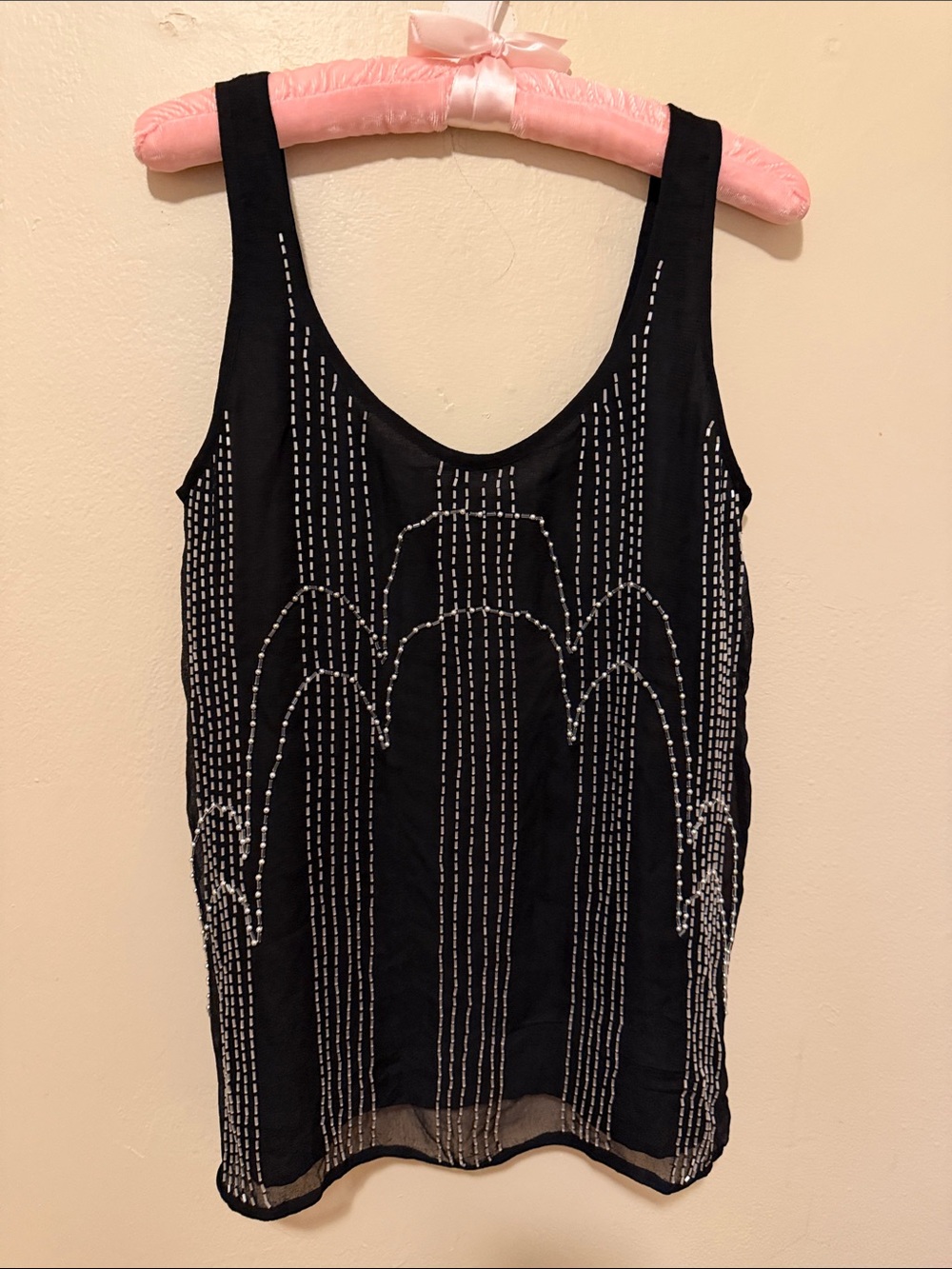Susana Monaco Black Beaded Scoop Tank